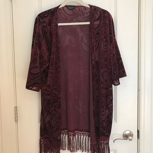 Topshop, One size, fringe, velvet, kimono